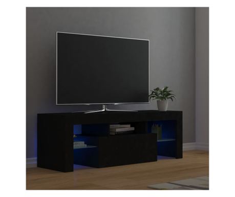 TV omarica z LED lučkami črna 120x35x40 cm 