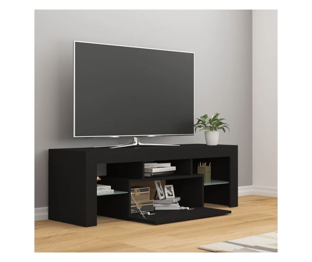 TV ormarić s LED svjetlima crni 120 x 35 x 40 cm