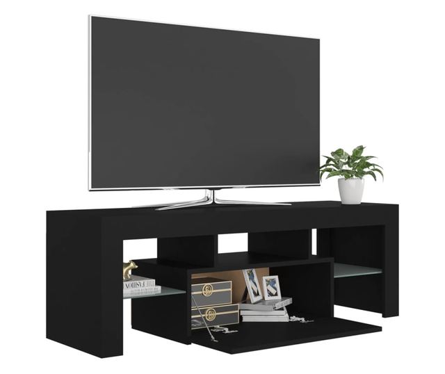 TV ormarić s LED svjetlima crni 120 x 35 x 40 cm