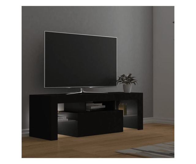 TV ormarić s LED svjetlima crni 120 x 35 x 40 cm
