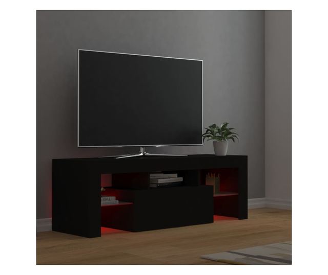 TV ormarić s LED svjetlima crni 120 x 35 x 40 cm