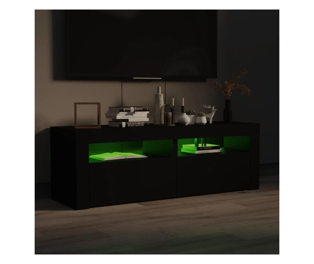TV ormarić s LED svjetlima crni 120 x 35 x 40 cm - 5