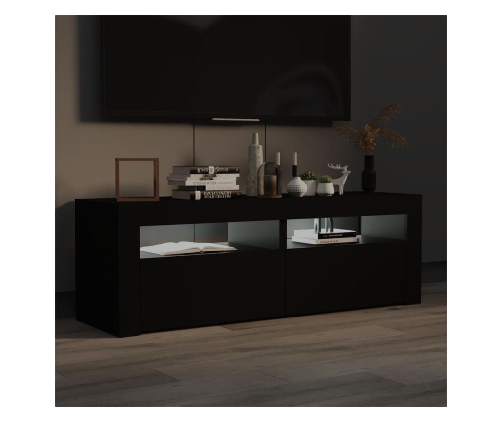 TV ormarić s LED svjetlima crni 120 x 35 x 40 cm - 11