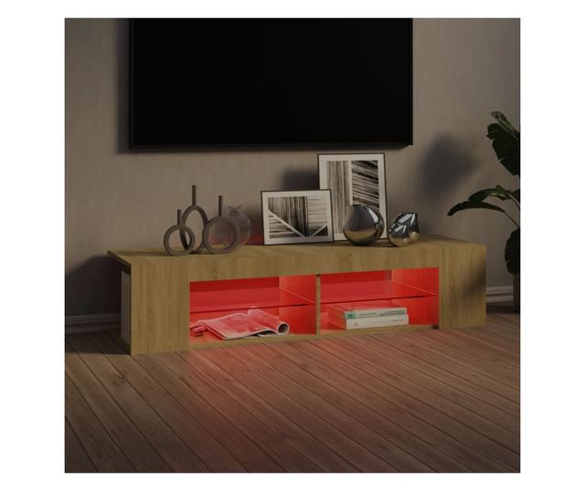 TV ormarić s LED svjetlima boja hrasta sonome 135 x 39 x 30 cm
