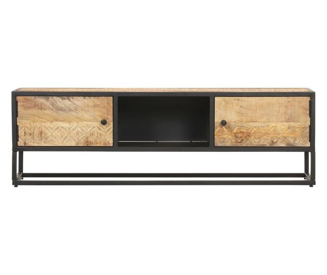 TV ormarić s izrezbarenim vratima 130x30x40 cm grubo drvo manga