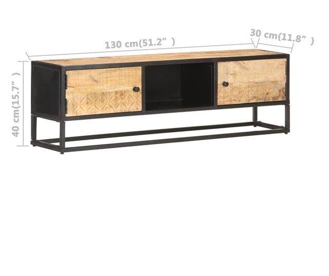 TV ormarić s izrezbarenim vratima 130x30x40 cm grubo drvo manga