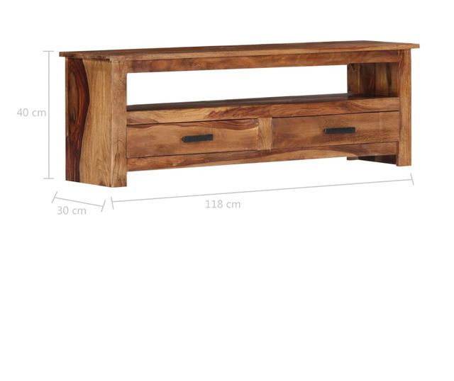 TV komoda, 118 x 30 x 40 cm, masivno drvo sheeshama