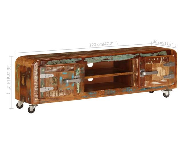 TV komoda, 120 x 30 x 36 cm, reciklirano masivno drvo