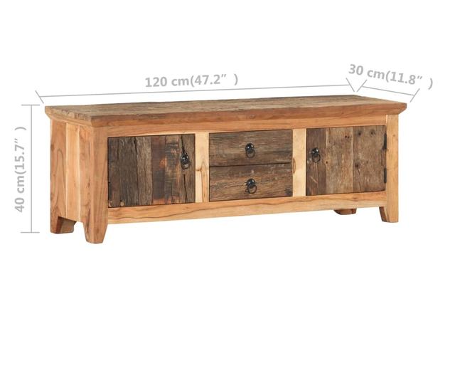 TV komoda, 120 x 30 x 40 cm, masivno drvo akacije/reciklirano drvo