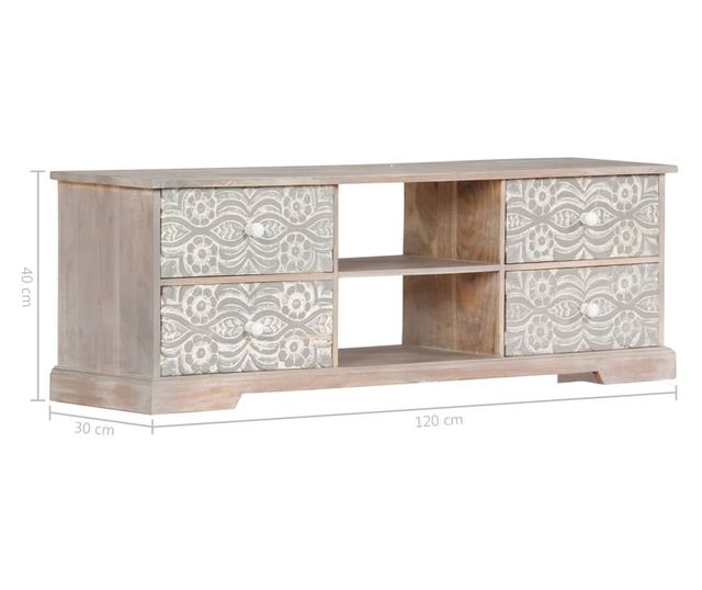 Comodă TV, 120 x 30 x 40 cm, lemn masiv de acacia