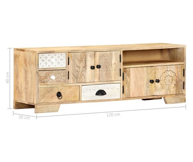 TV komoda, 120 x 30 x 40 cm, masivno drvo manga
