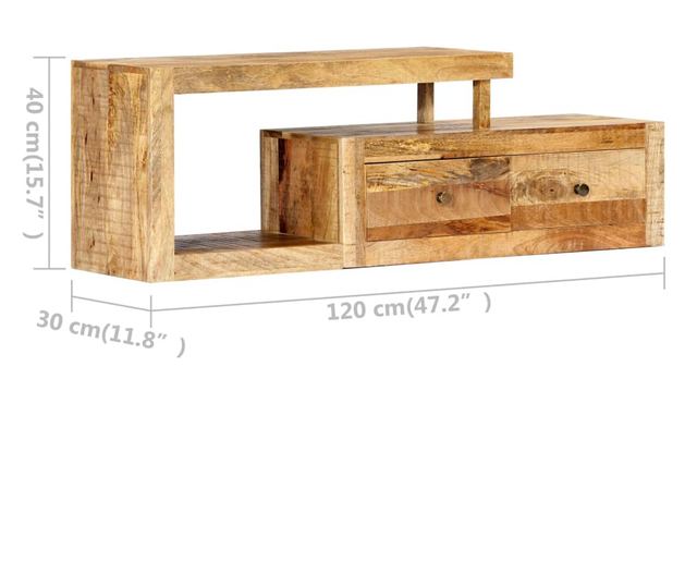 TV komoda, 120 x 30 x 40 cm, masivno drvo manga