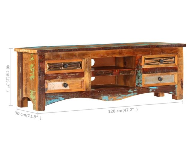 TV komoda, 120 x 30 x 40 cm, reciklirano masivno drvo