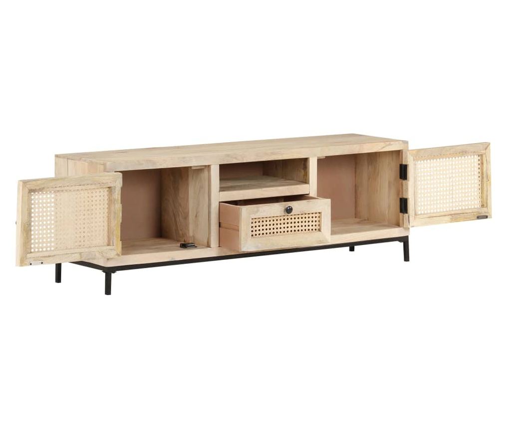TV ormarić 120x30x40 cm od masivnog drva manga i prirodne trske - 4