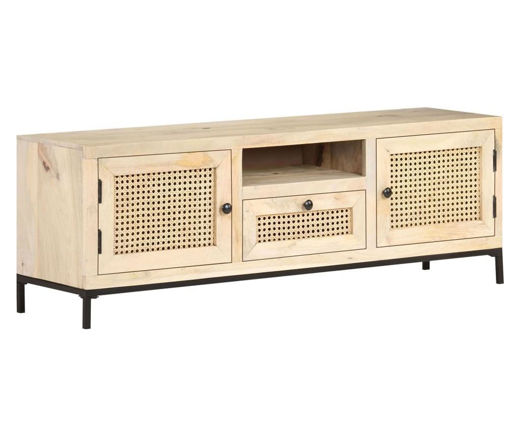 TV ormarić 120x30x40 cm od masivnog drva manga i prirodne trske - 14