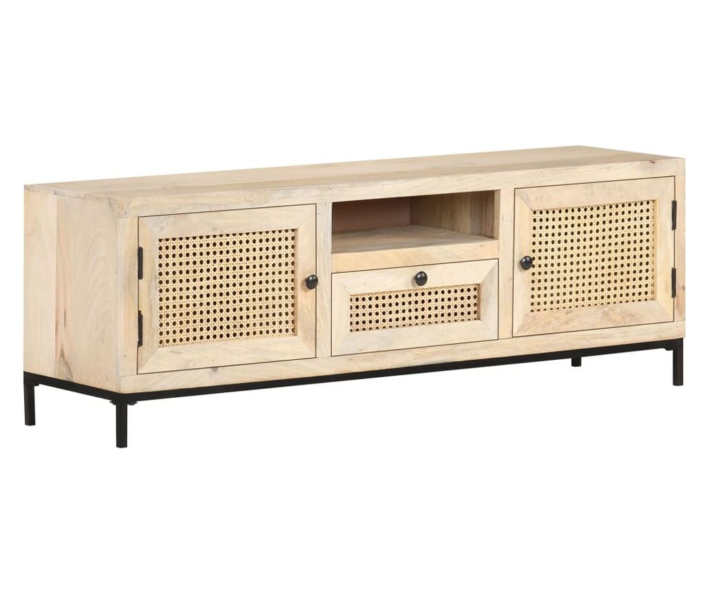 TV ormarić 120x30x40 cm od masivnog drva manga i prirodne trske - 15