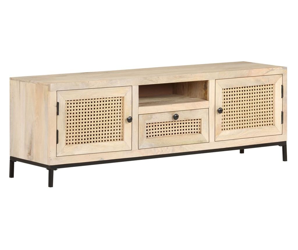 TV ormarić 120x30x40 cm od masivnog drva manga i prirodne trske - 19