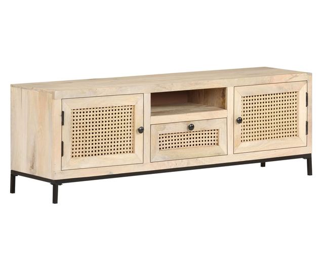 TV ormarić 120x30x40 cm od masivnog drva manga i prirodne trske