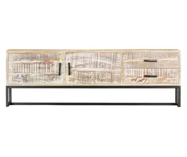 TV ormarić bijeli 140 x 30 x 45 cm od masivnog bagremovog drva