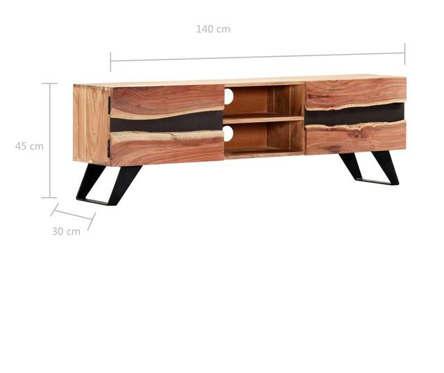 TV komoda, 140x30x45 cm, masivno drvo akacije