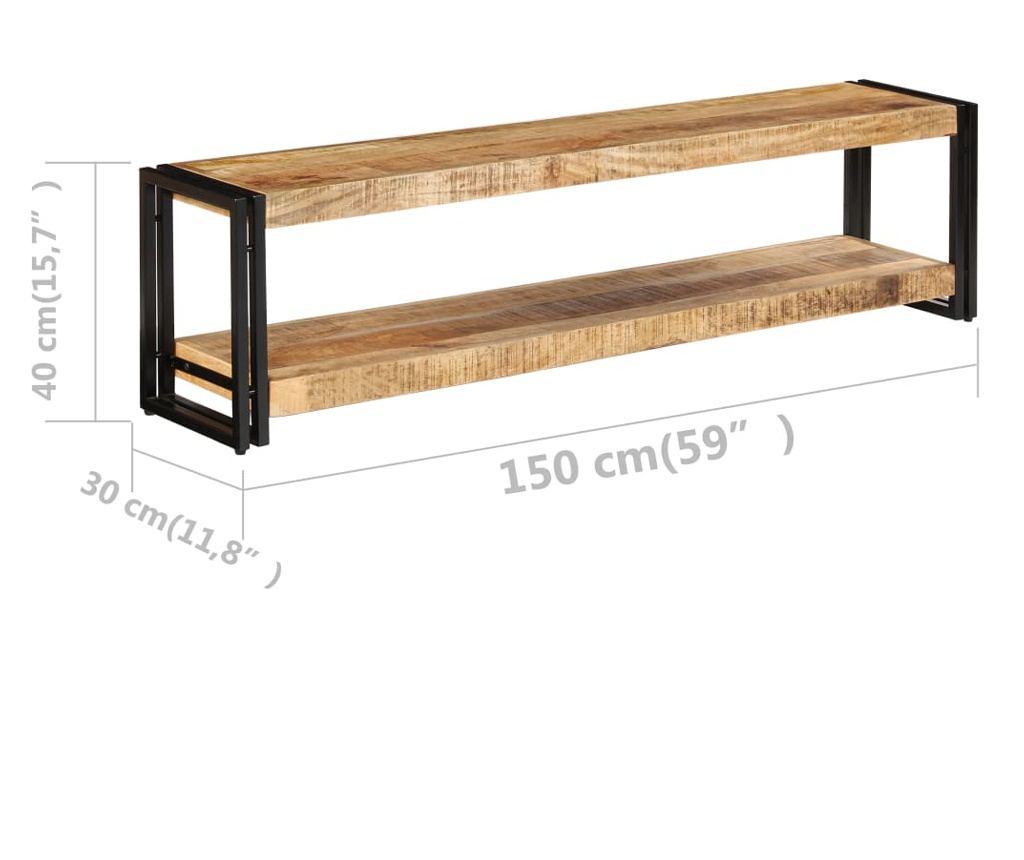 TV komoda, 150 x 30 x 40 cm, masivno drvo manga - 7