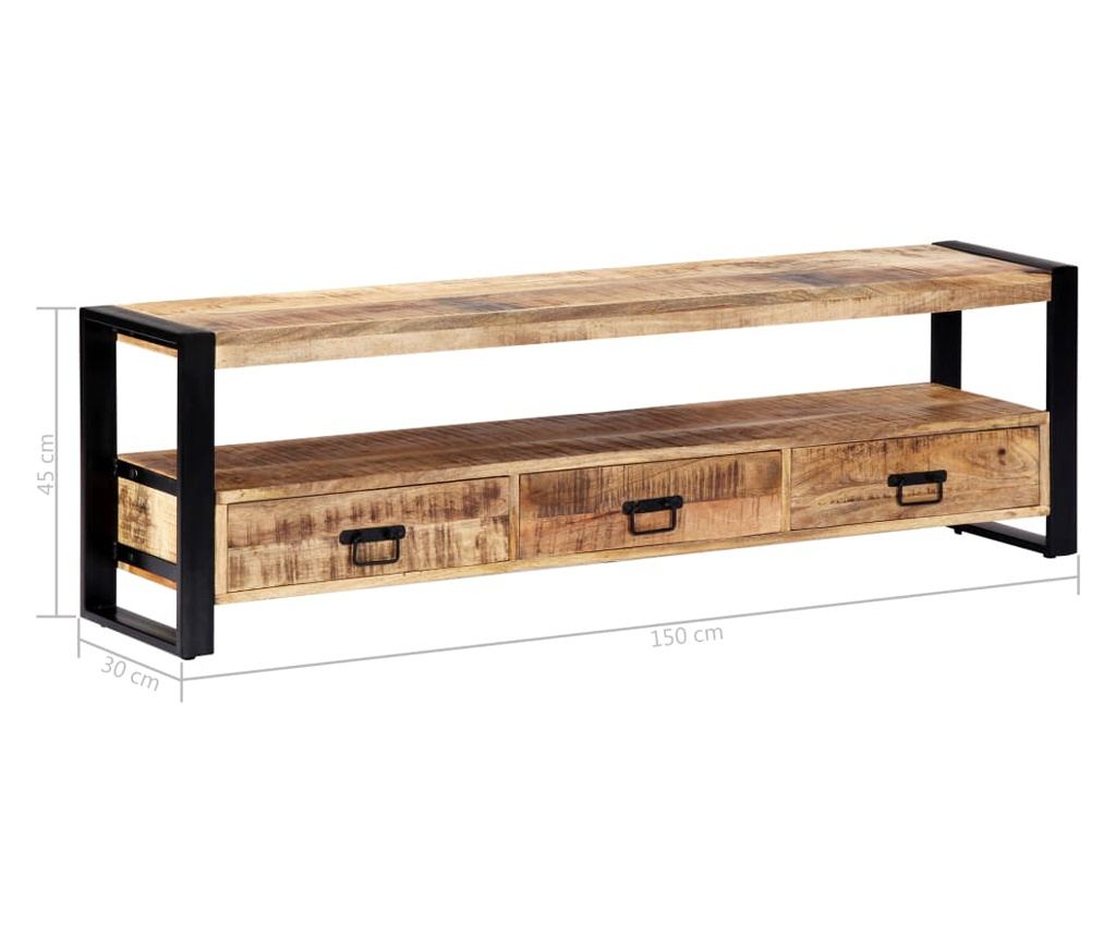TV komoda, 150x30x45 cm, masivno drvo manga - 7