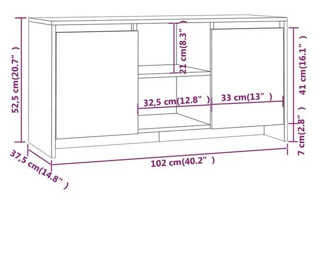 TV ormarić bijeli 102 x 37,5 x 52,5 cm od iverice