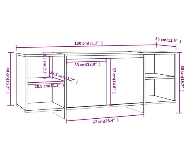 TV ormarić crni 130 x 35 x 50 cm od iverice