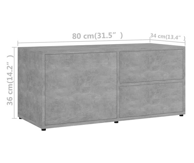 TV ormarić siva boja betona 80 x 34 x 36 cm od iverice