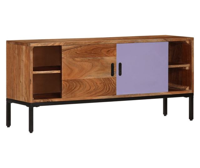 mézbarna és szürke tömör akácfa TV-szekrény 110 x 30 x 50 cm