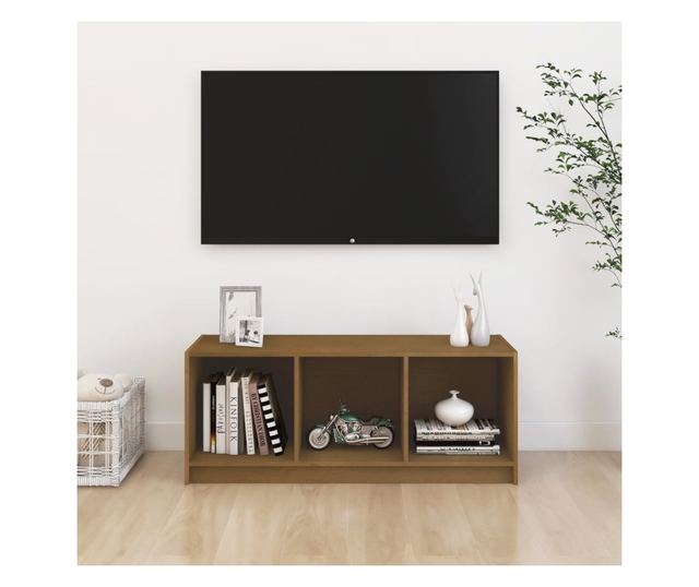 TV ormarić smeđa boja meda 104 x 33 x 41 cm od masivne borovine