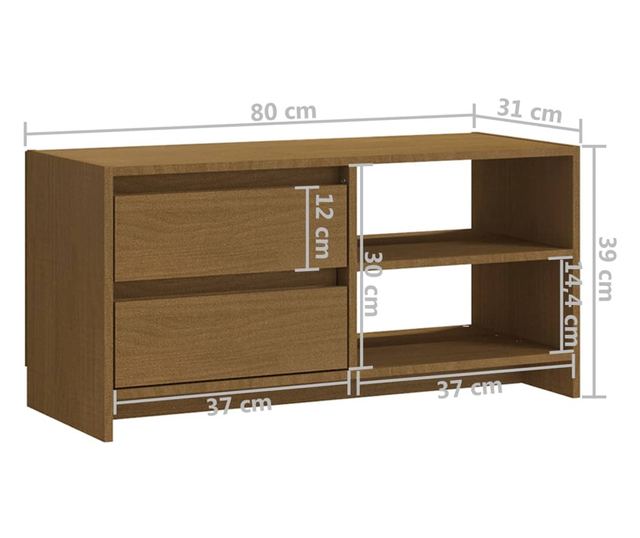 TV ormarić smeđa boja meda 80 x 31 x 39 cm od masivne borovine