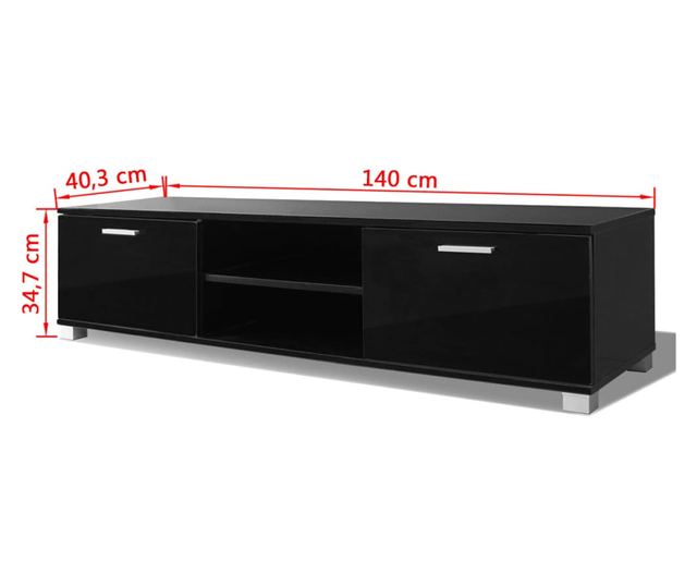 TV Ormarić visoki sjaj crni 140 x 40,3 x 34,7 cm