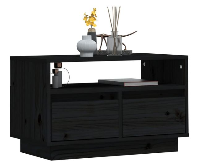 TV ormarić crni 60 x 35 x 37 cm od masivne borovine
