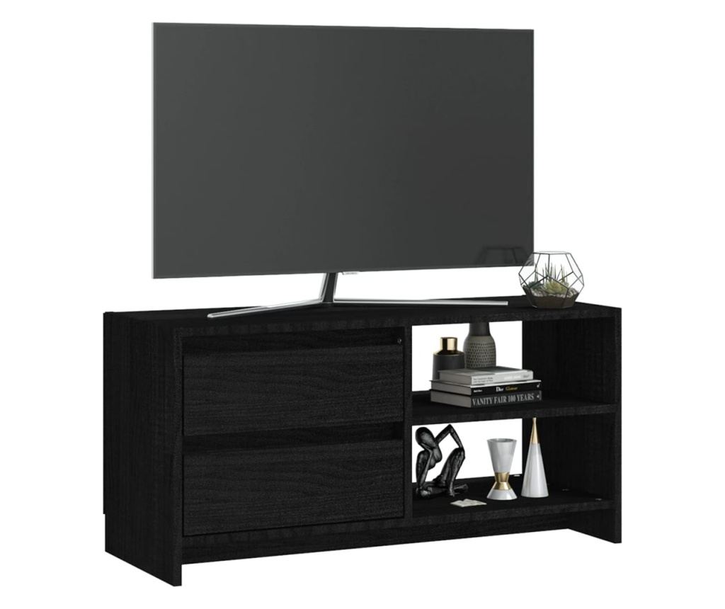 TV ormarić crni 80 x 31 x 39 cm od masivne borovine - 9