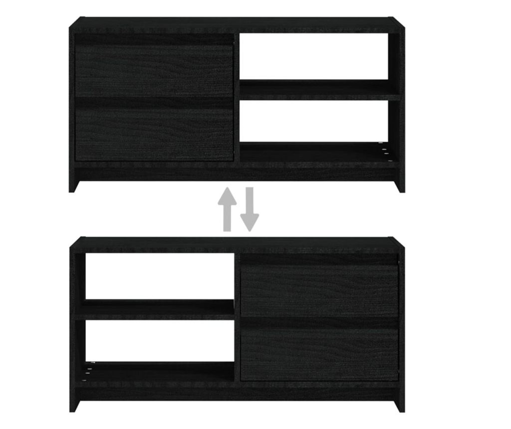 TV ormarić crni 80 x 31 x 39 cm od masivne borovine - 27