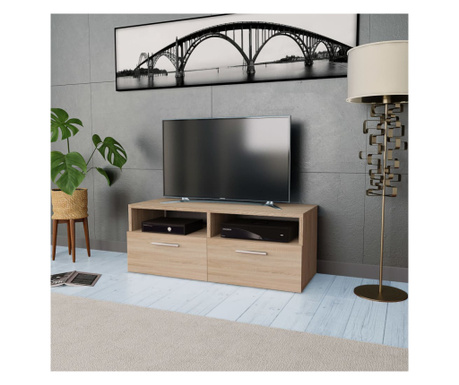 tölgyfa színű faforgácslap TV szekrény 95 x 35 x 36 cm
