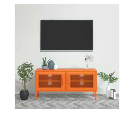 Comoda TV, portocaliu, 105x35x50 cm, otel