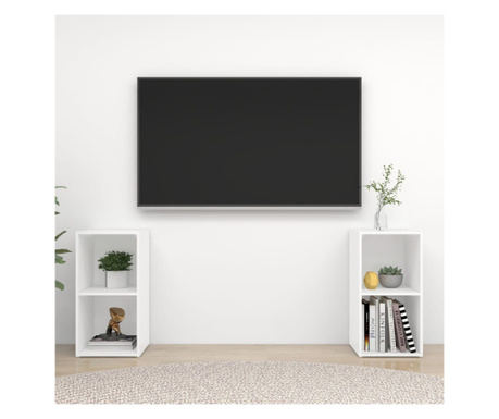 TV omarice 2 kosa bele 72x35x36,5 cm iverna plošča
