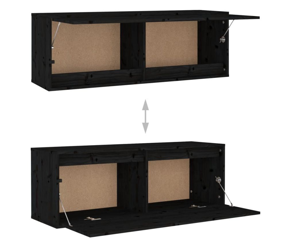 fekete tömör fenyőfa faliszekrény 100 x 30 x 35 cm - 22