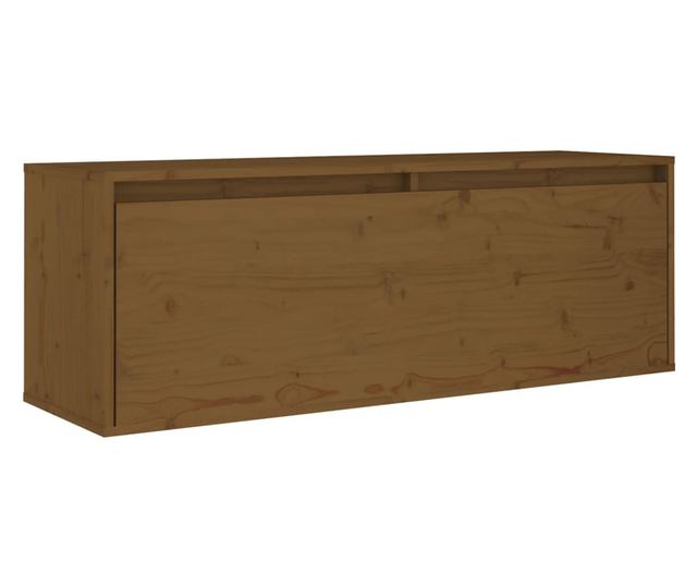 mézbarna tömör fenyőfa faliszekrény 100 x 30 x 35 cm