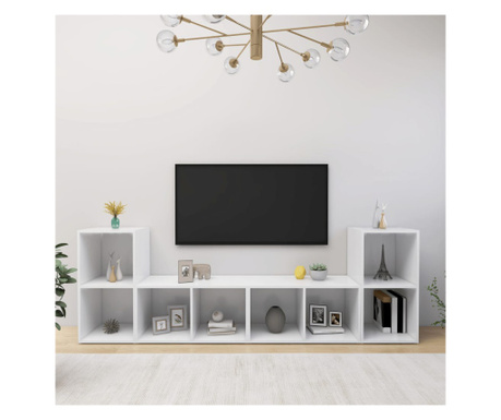TV omarice 4 kosi bele 72x35x36,5 cm iverna plošča