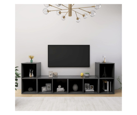 TV omarice 4 kosi sive 72x35x36,5 cm iverna plošča