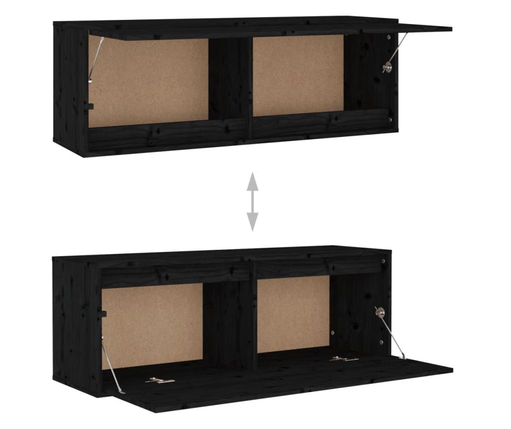 fekete tömör fenyőfa faliszekrény 100 x 30 x 35 cm - 19