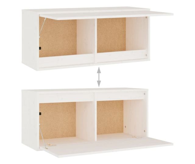 TV komode, bijela, 3 kom., masivno drvo bora