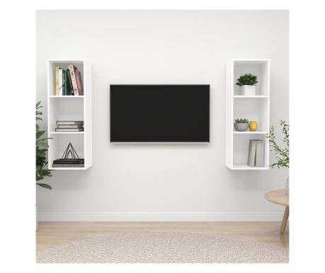 Zidni TV ormarići 2 kom bijeli od iverice 