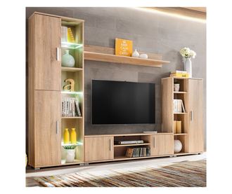 Zidna TV komoda s LED svjetlima Sonoma hrast