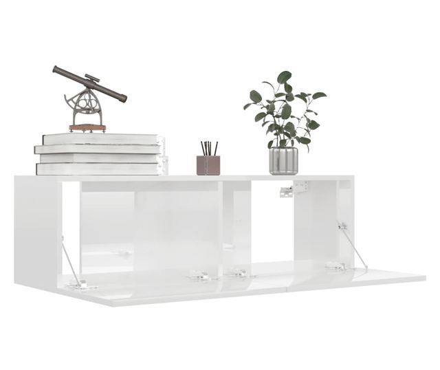 Set TV ormarića, 4 komada, bijeli visokog sjaja, MDF