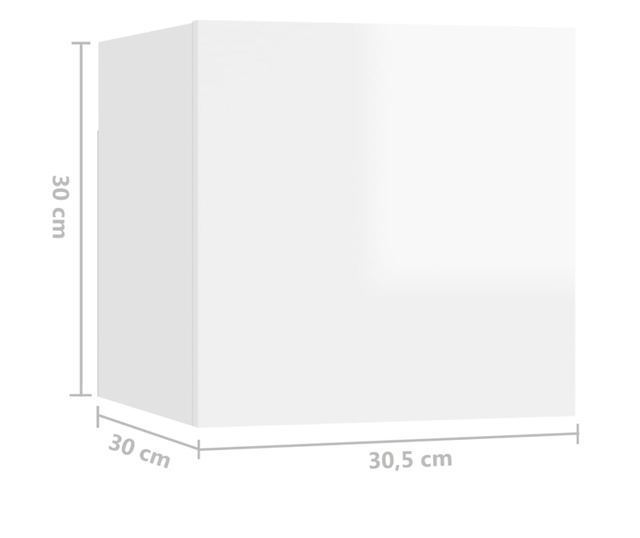 Set TV ormarića, 3 komada, bijeli visokog sjaja, MDF