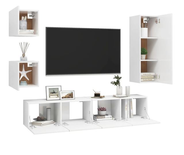 Set za TV, 5 dijelova, bijela, PAL